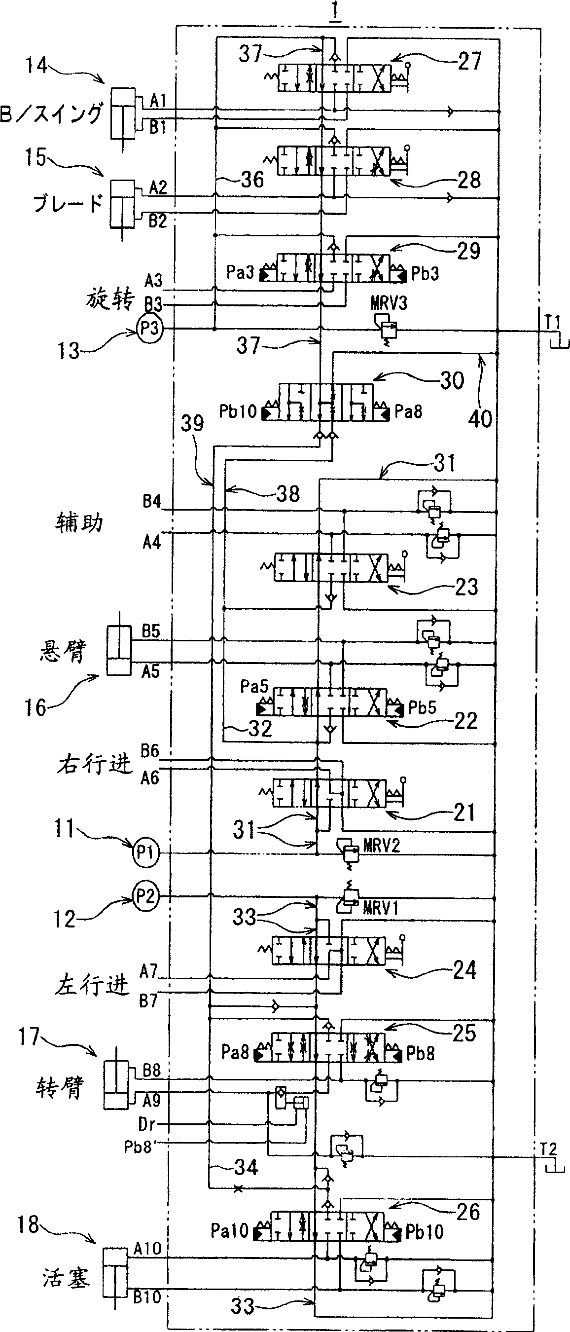 Hydraulic loop of building machinery