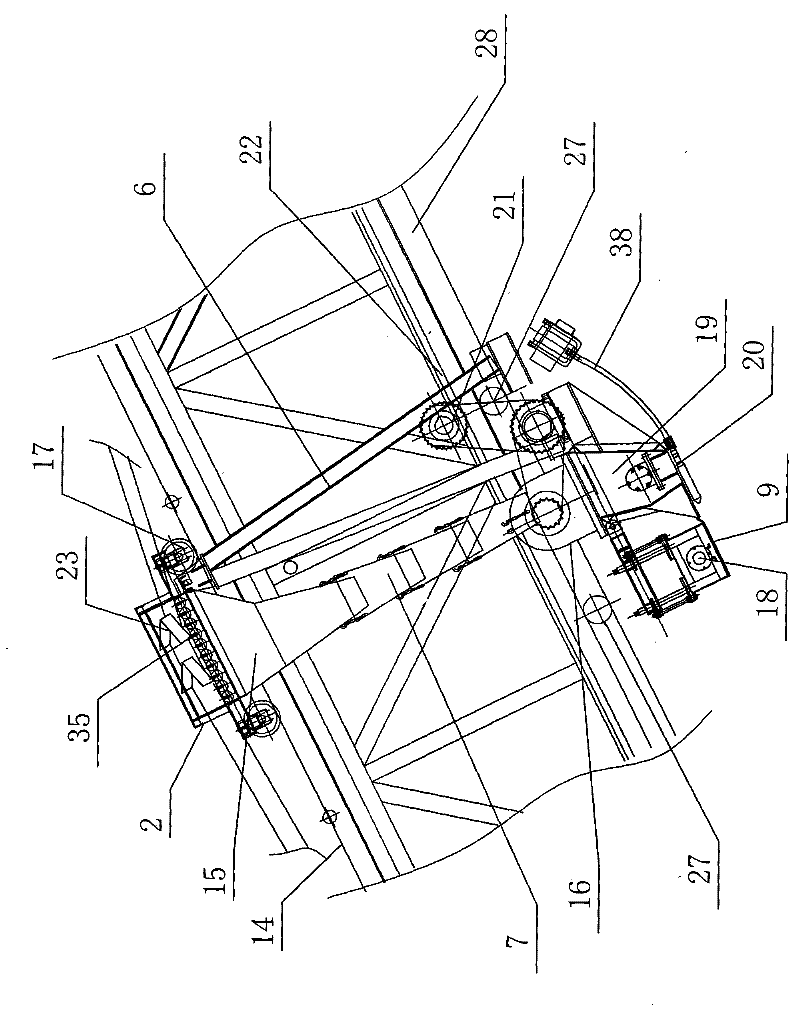 Slope masonry machine with modes of discharging, vibrating and sliding