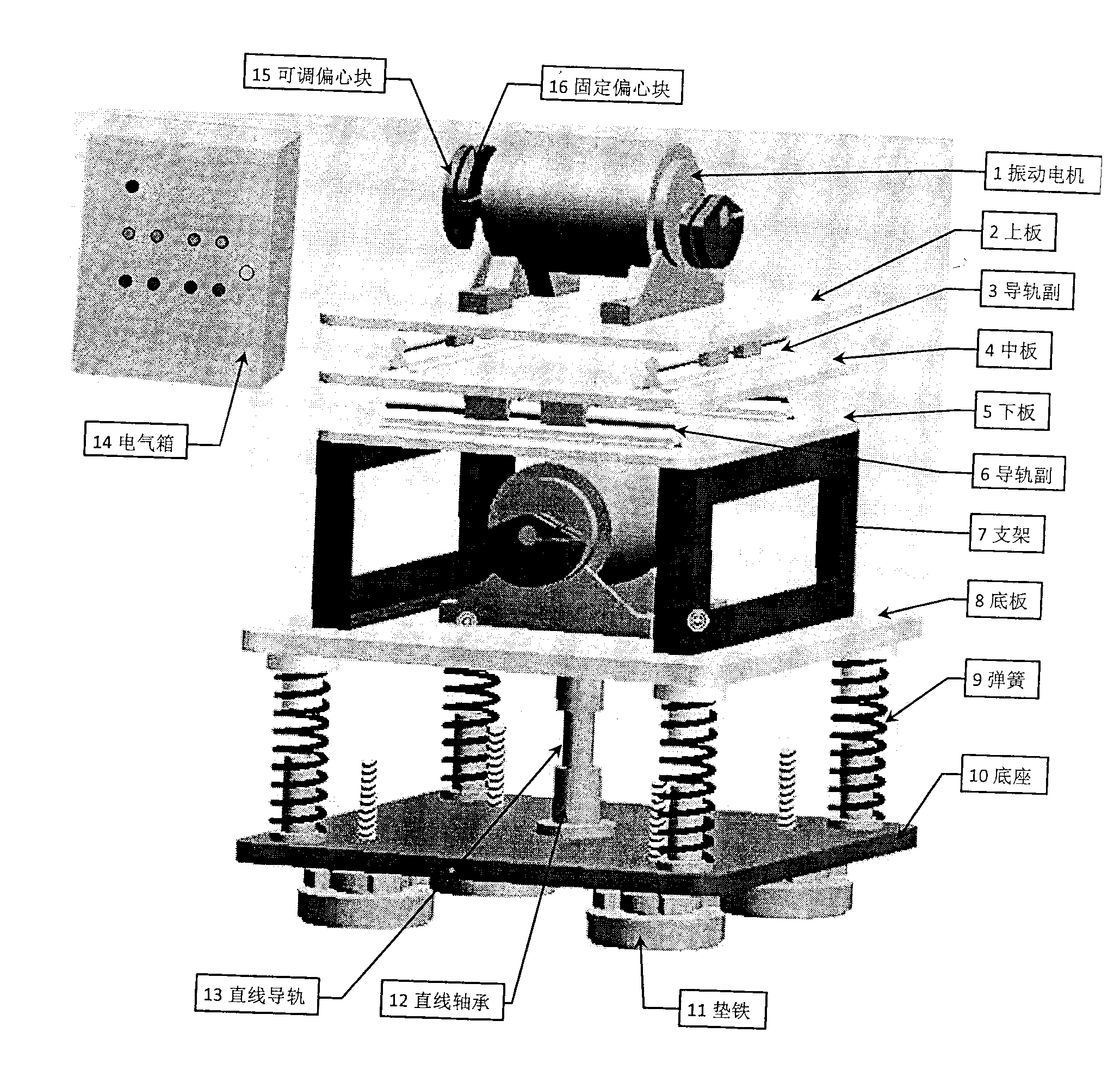 Three-way vibrating table