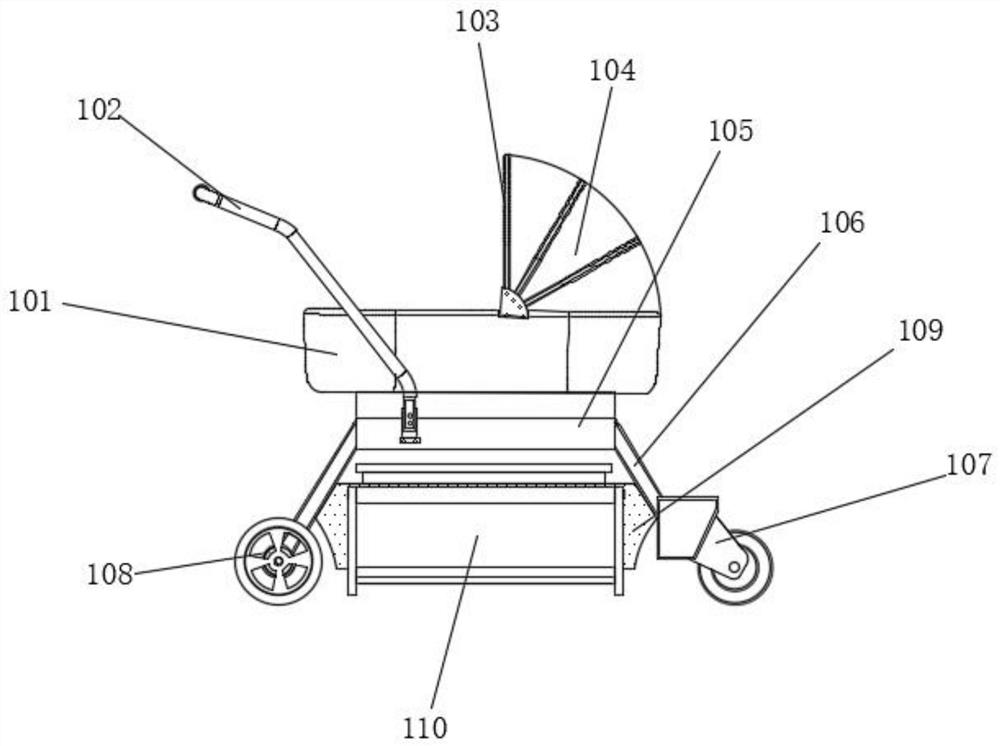 Baby stroller with high buffering protection performance and working method thereof