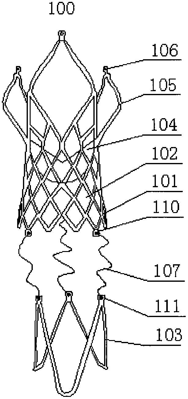 Aortic valve device conveyed by catheter