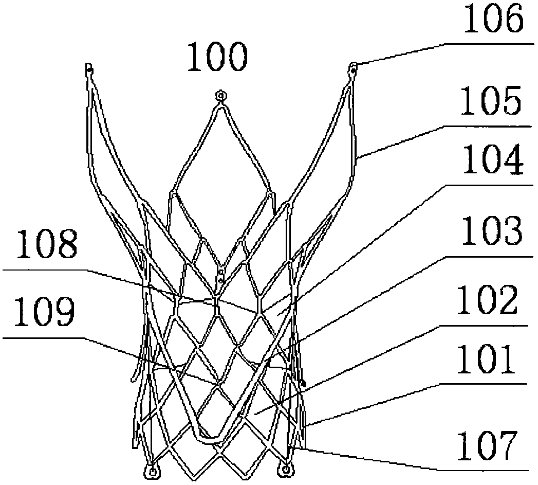 Aortic valve device conveyed by catheter