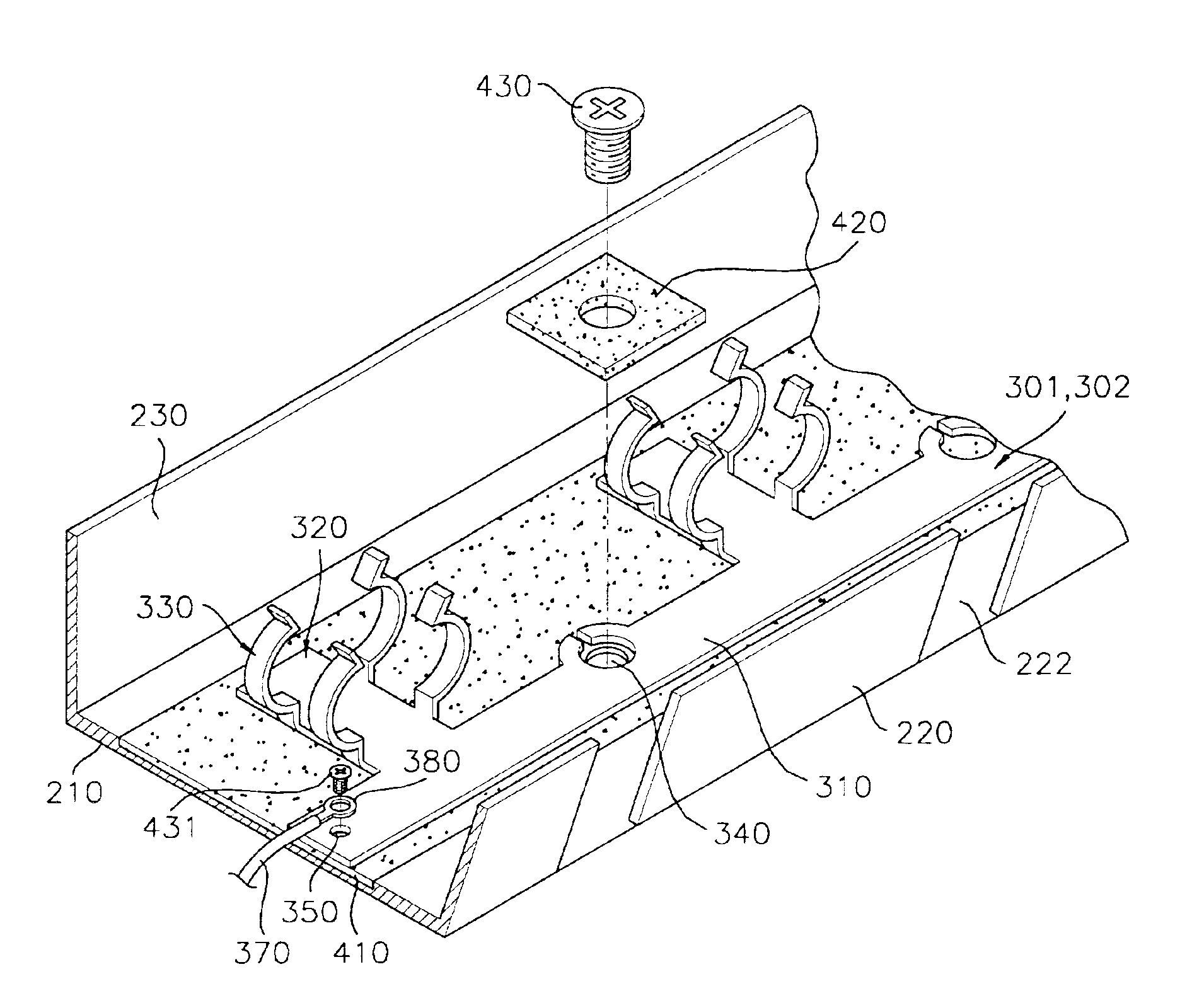 Container having clip type power-supply unit for lamp