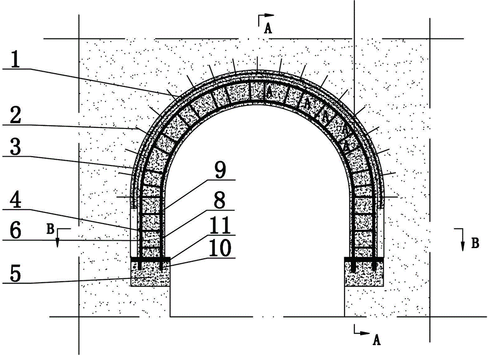 Reinforcing system for preventing local soil mass collapse of vault of earth-sheltered dwelling and construction process thereof