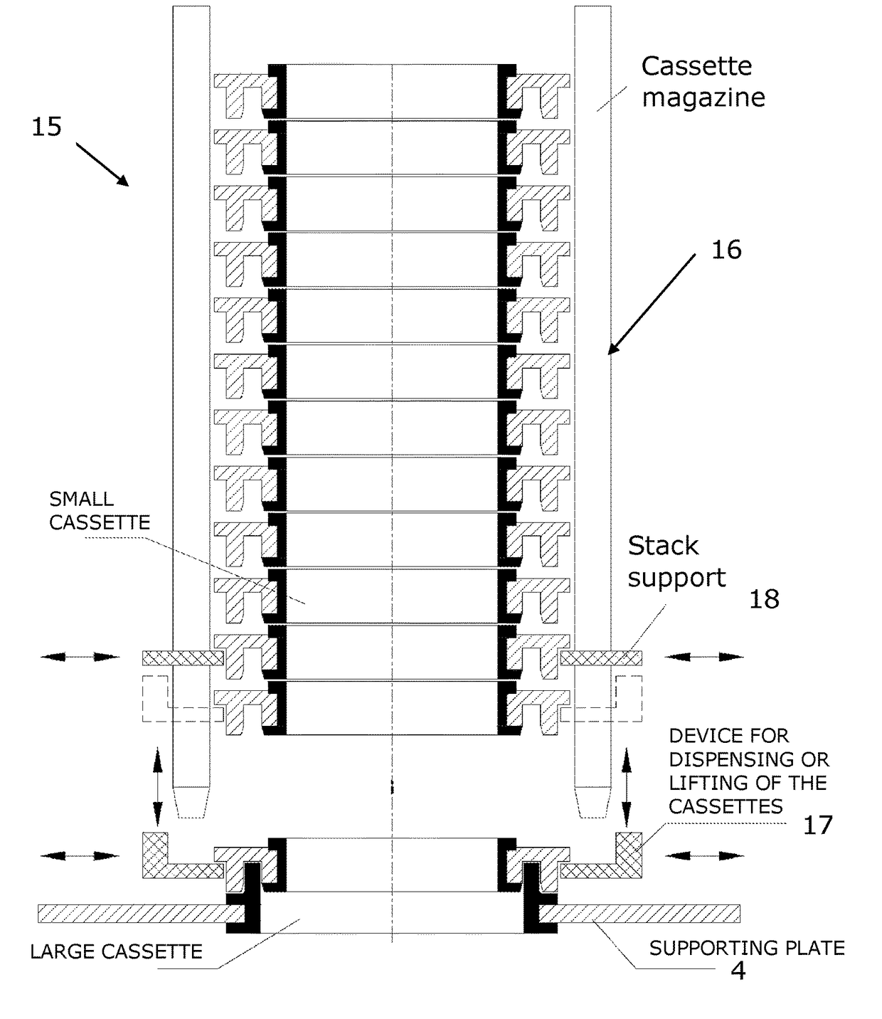 Cassette for use in a filling and/or sealing machine