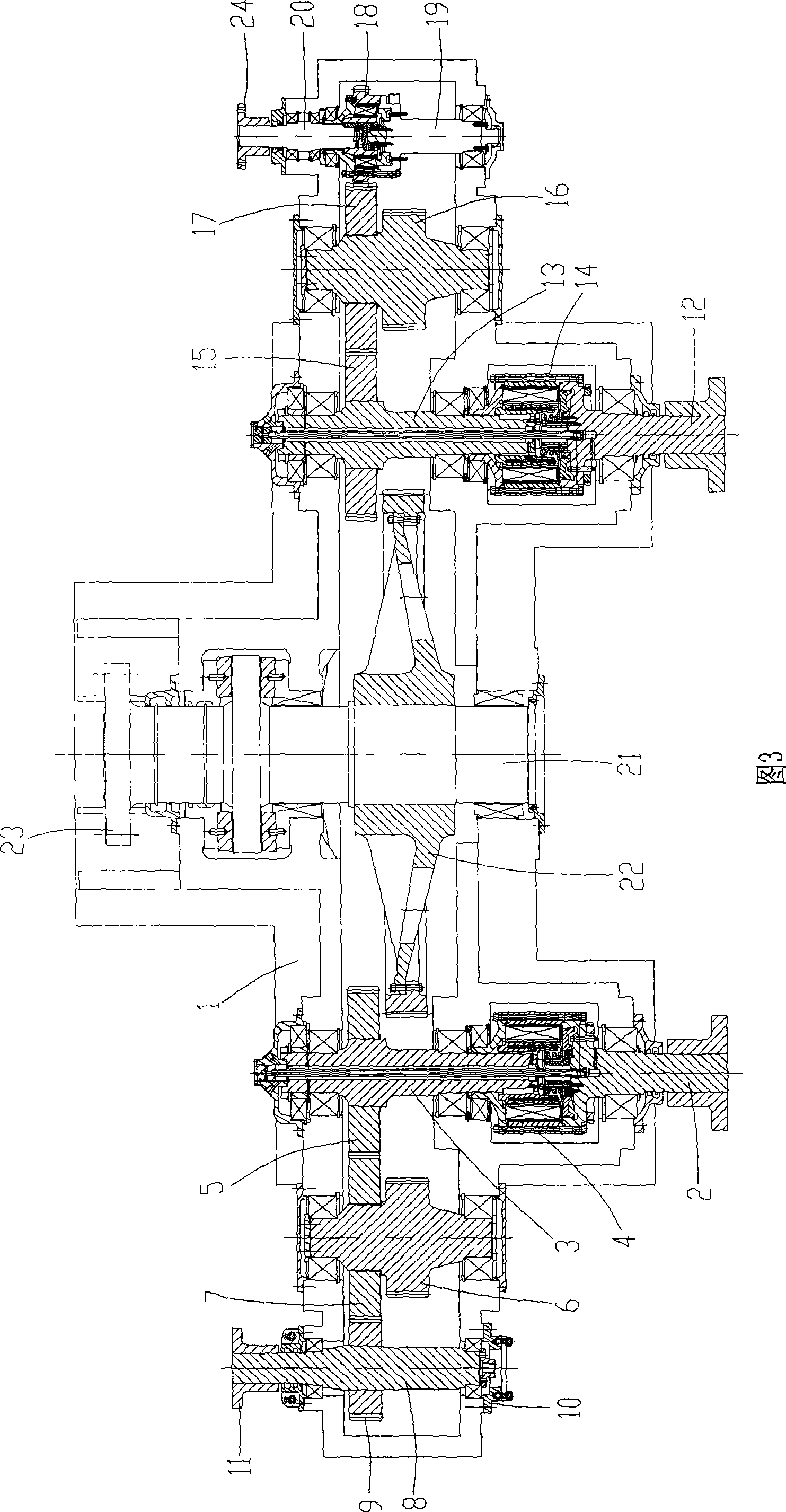 Double-input multi-output parallel operation on-off gearbox used for boats