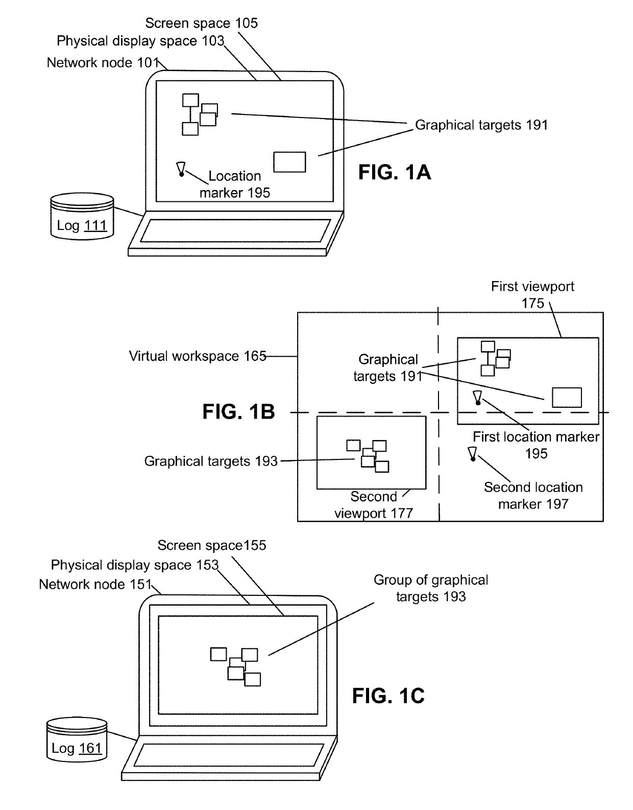 Virtual workspace including shared viewport markers in a collaboration system