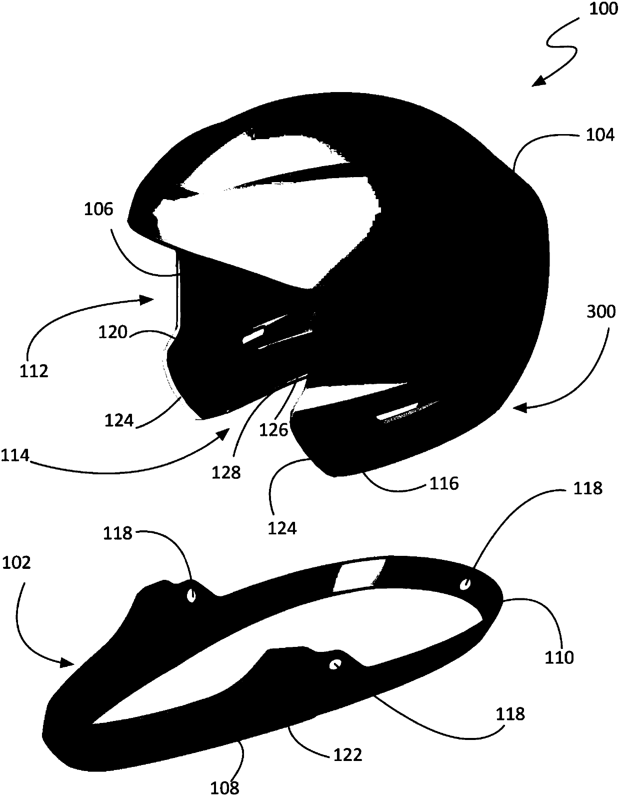 Helmet having a chin bar collar