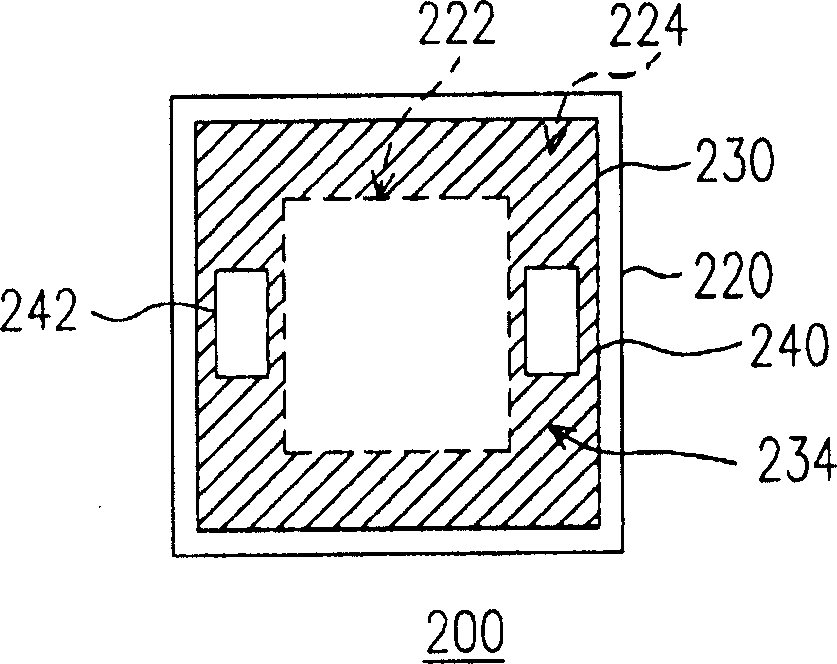 A packaging structure with a chip above a photosensitive element and electric packaging structure thereof