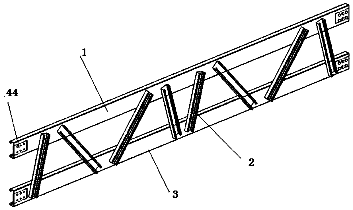 Main and secondary beams for steel building structure and connecting structure of main and secondary beams