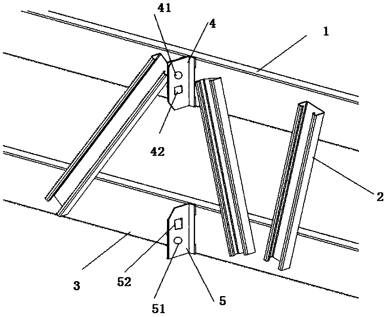 Main and secondary beams for steel building structure and connecting structure of main and secondary beams