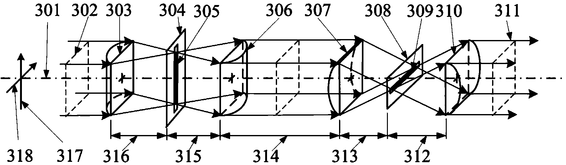 Line focusing spatial filter