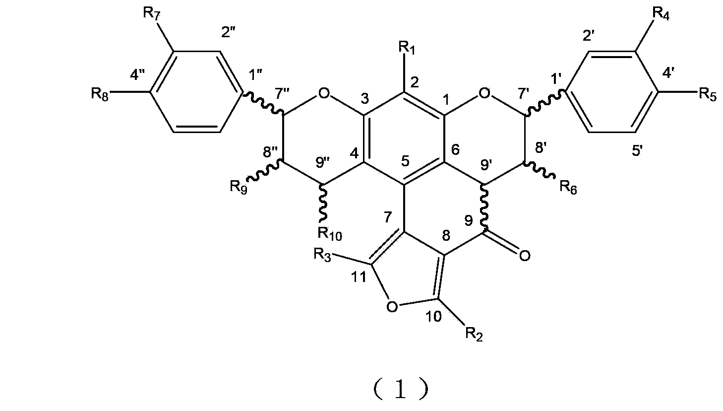 Novel phenolic compound treating hepatitis b, and preparation method and application thereof