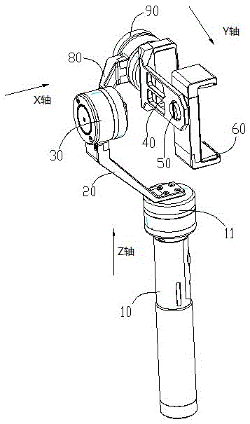 Cloud deck device capable of realizing conversion between transverse shooting and vertical shooting of mobile phone