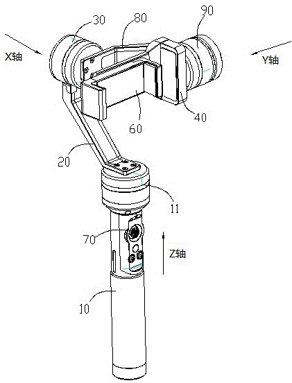 Cloud deck device capable of realizing conversion between transverse shooting and vertical shooting of mobile phone