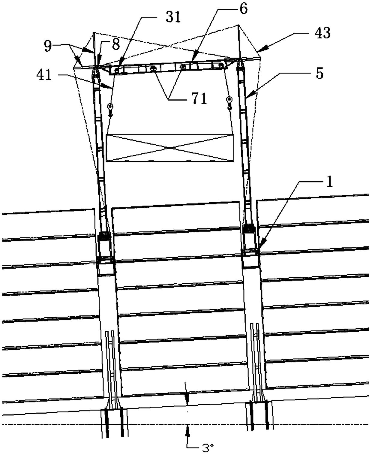 Container ship assembled crane and its assembly method