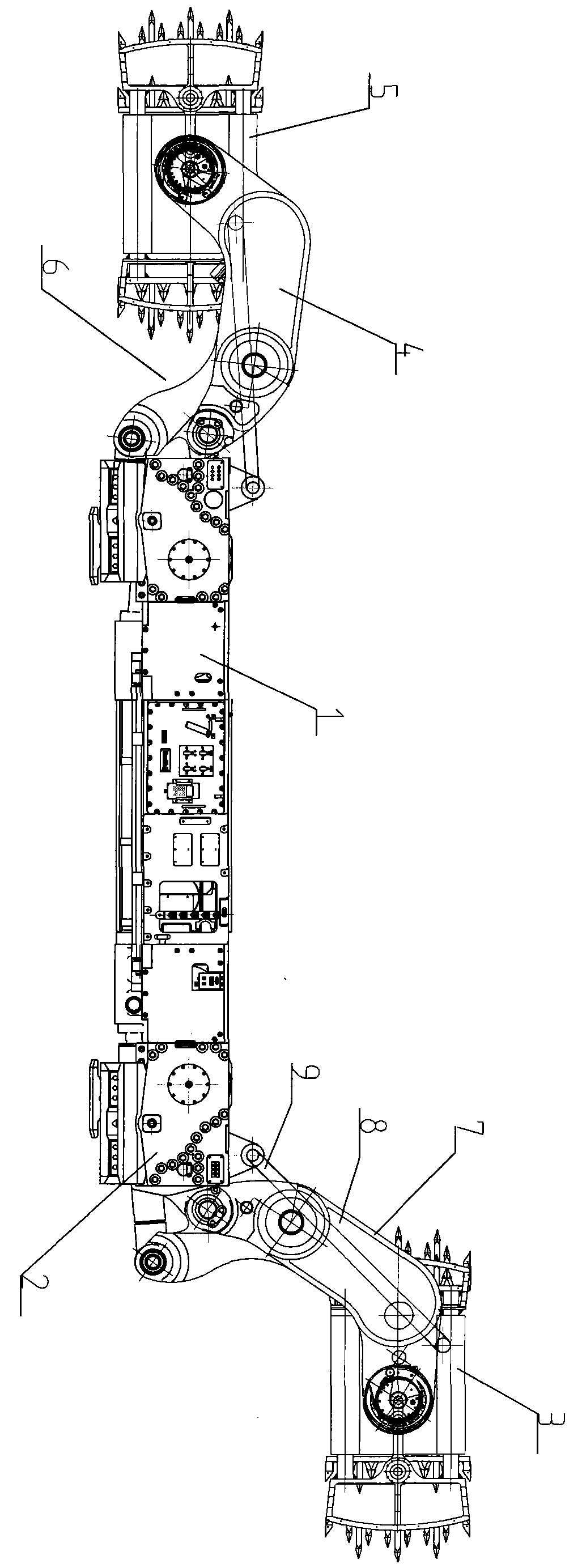 The rocker arm is equipped with a coal-passing space mining machine