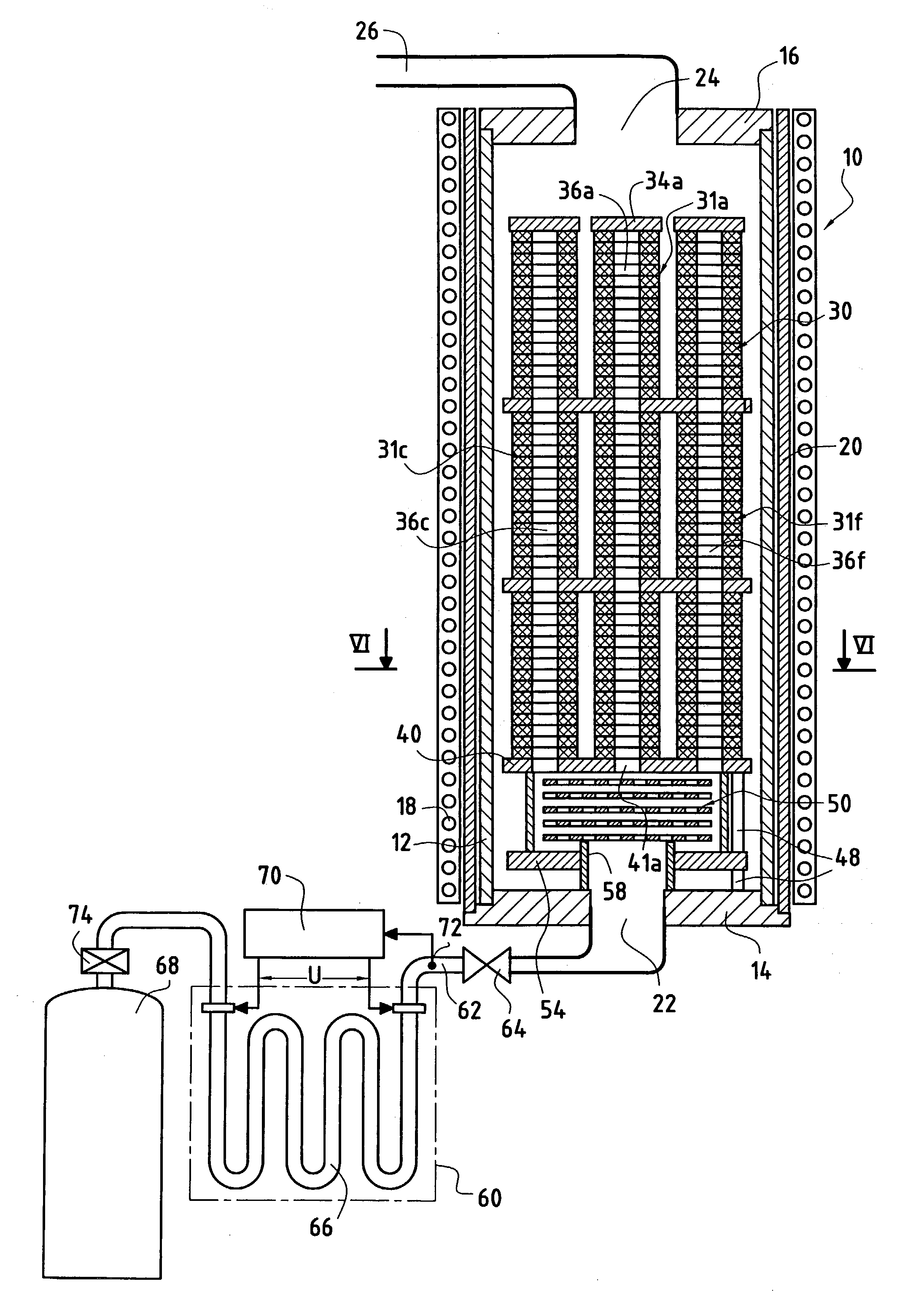 Method and installation for densifying porous substrates by chemical vapour infiltration