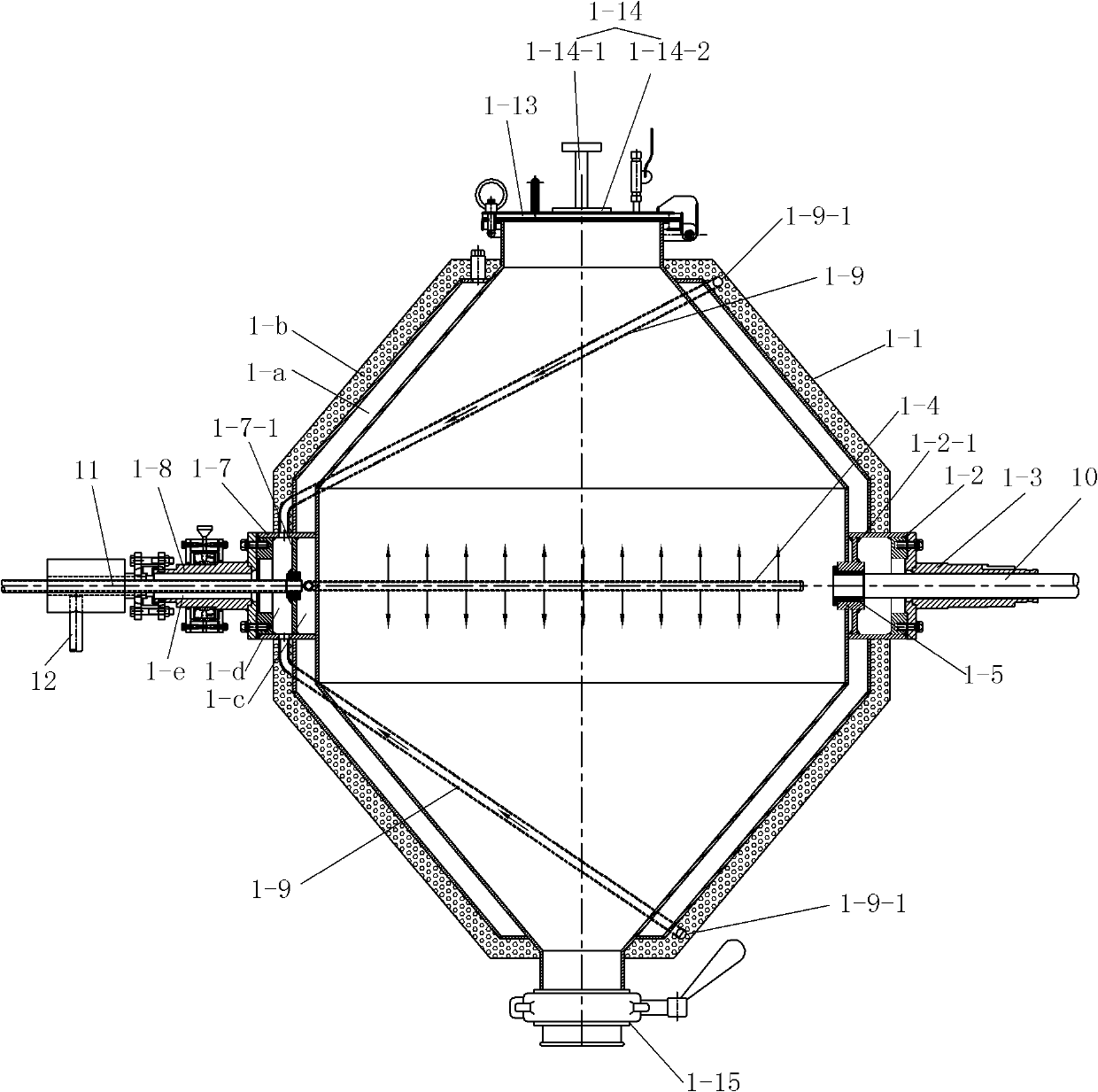 Biconical rotary vacuum drying system