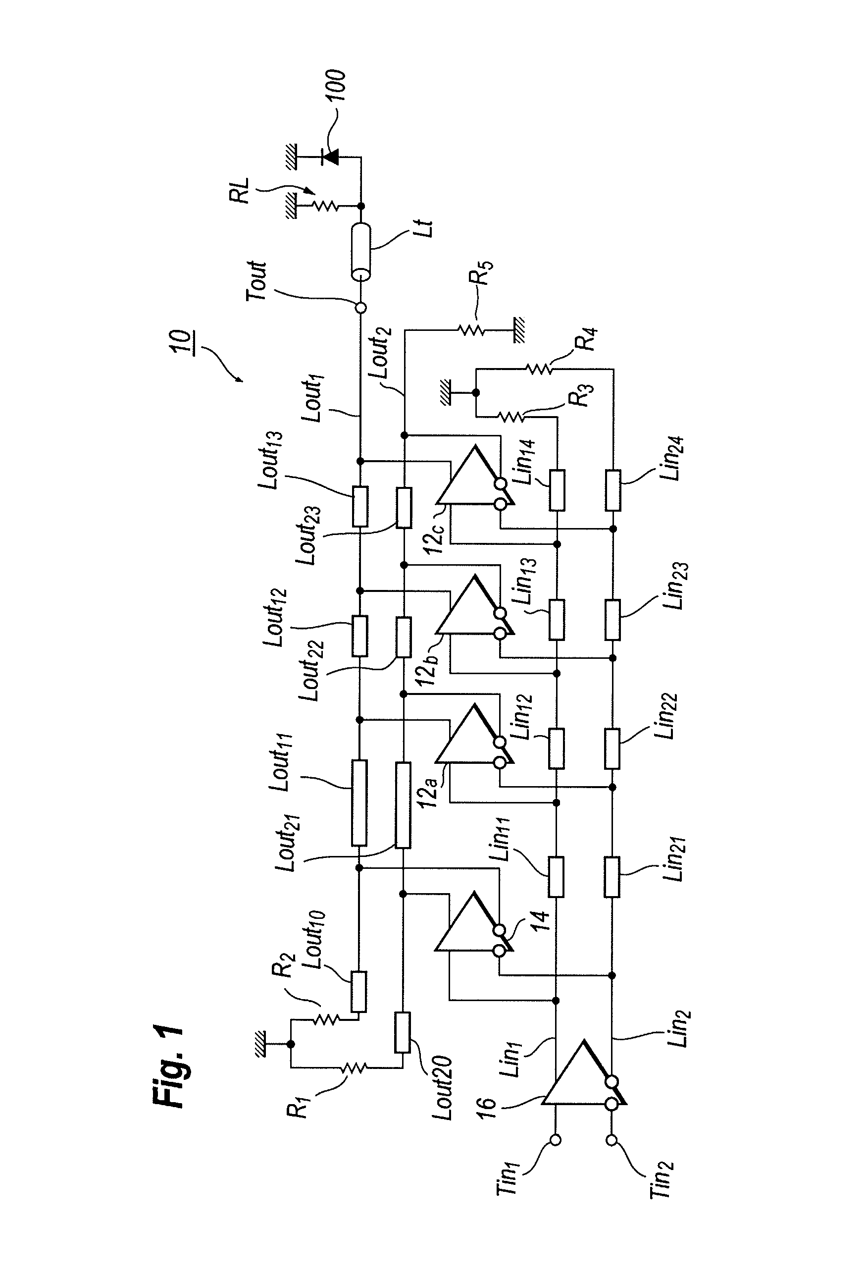 Traveling wave amplifier with pre-emphasis function