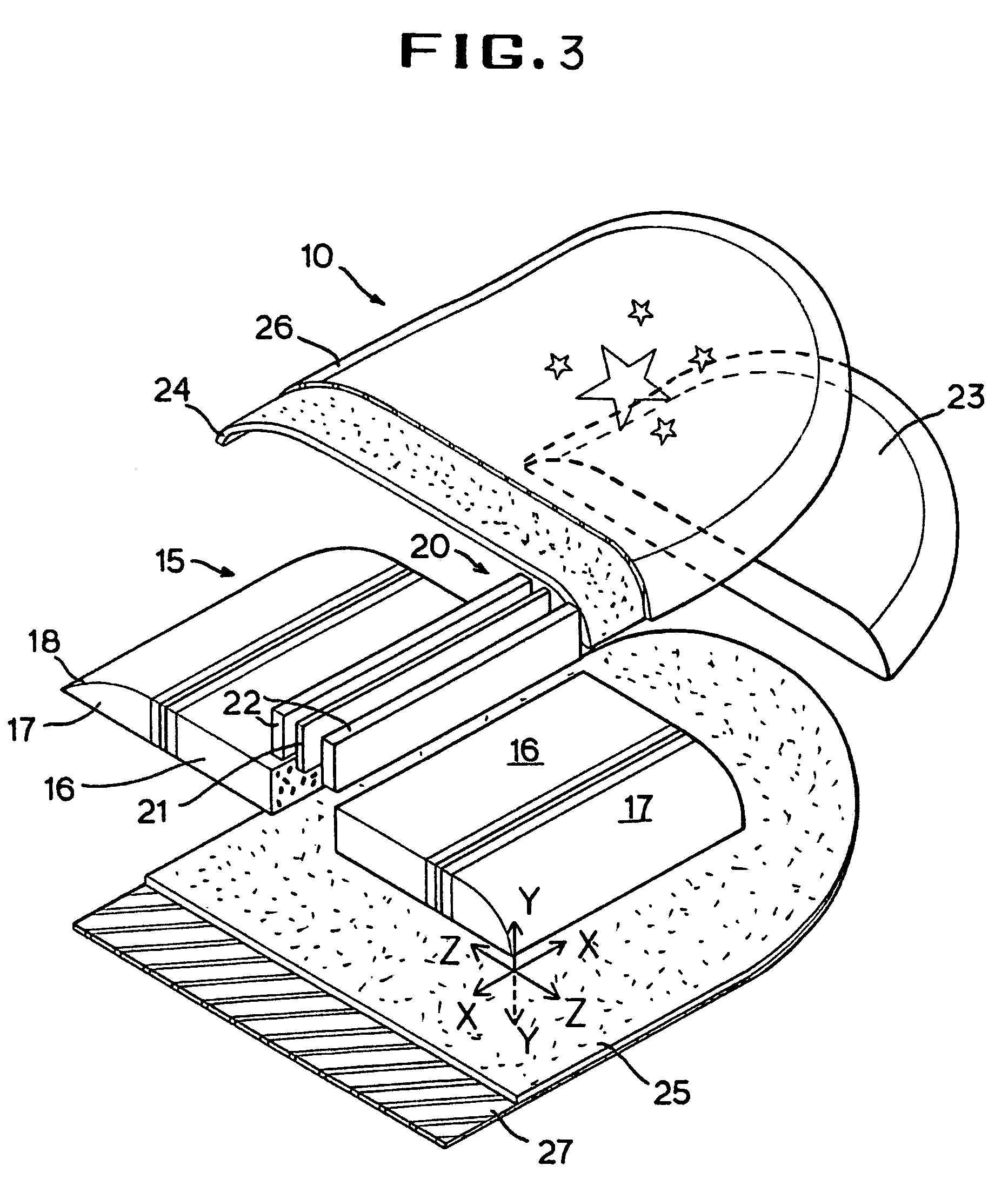 Sports board with integral laminated stiffening element