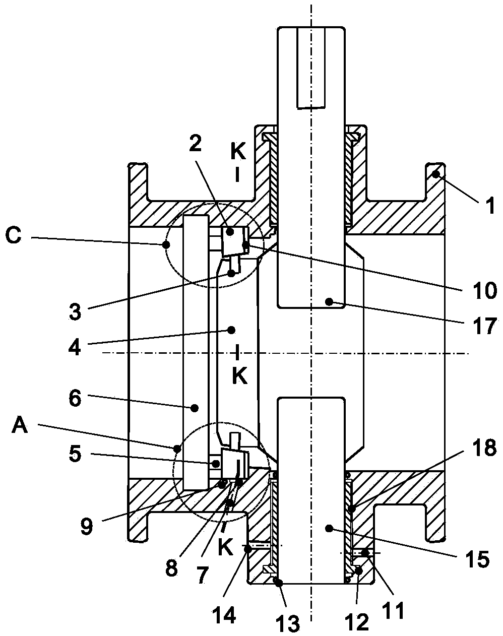 Two-way sealing butterfly valve with hydraulic floating seat and anti-sediment function