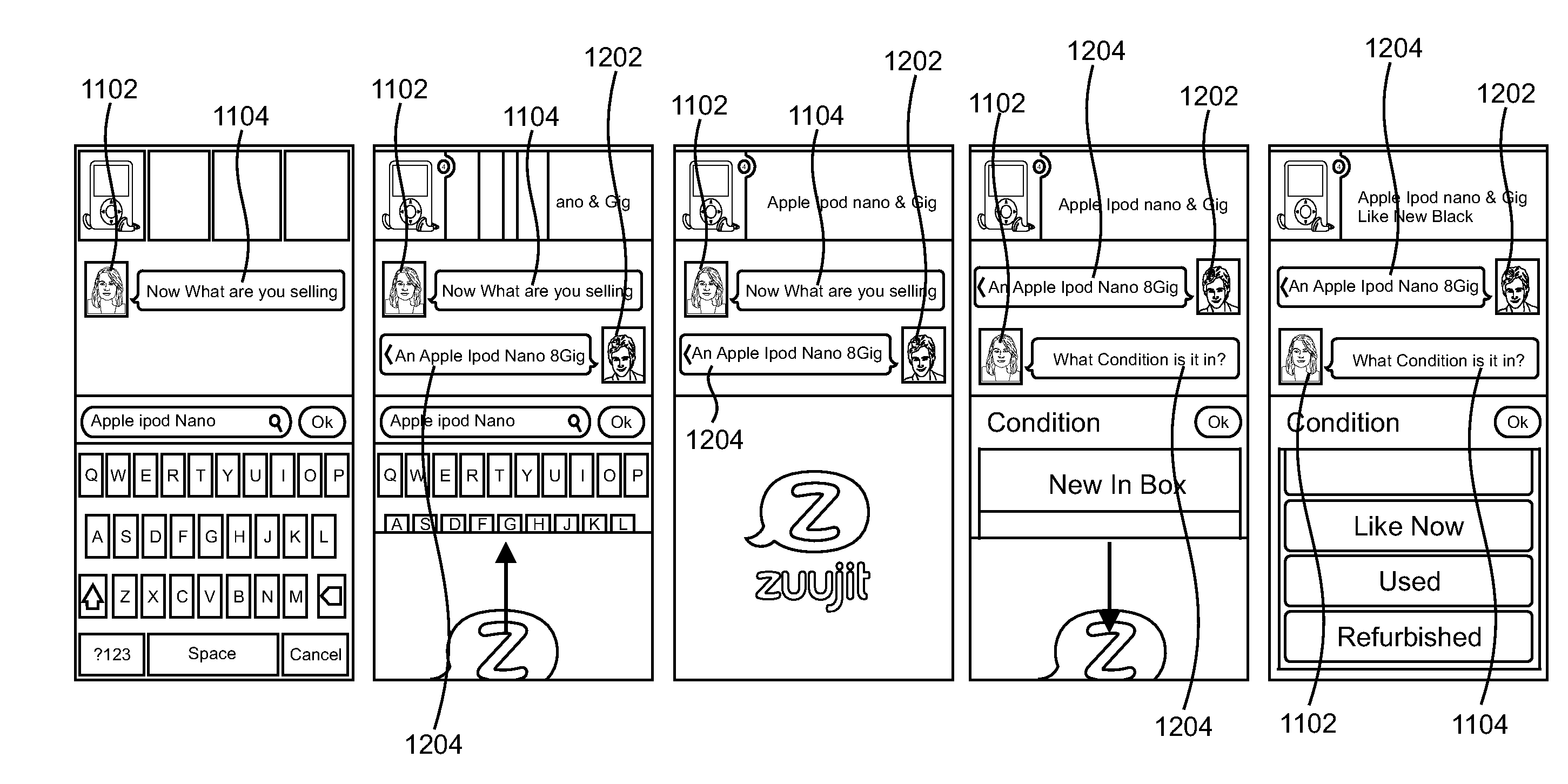 Conversational interface having visual representations for interactive data gathering