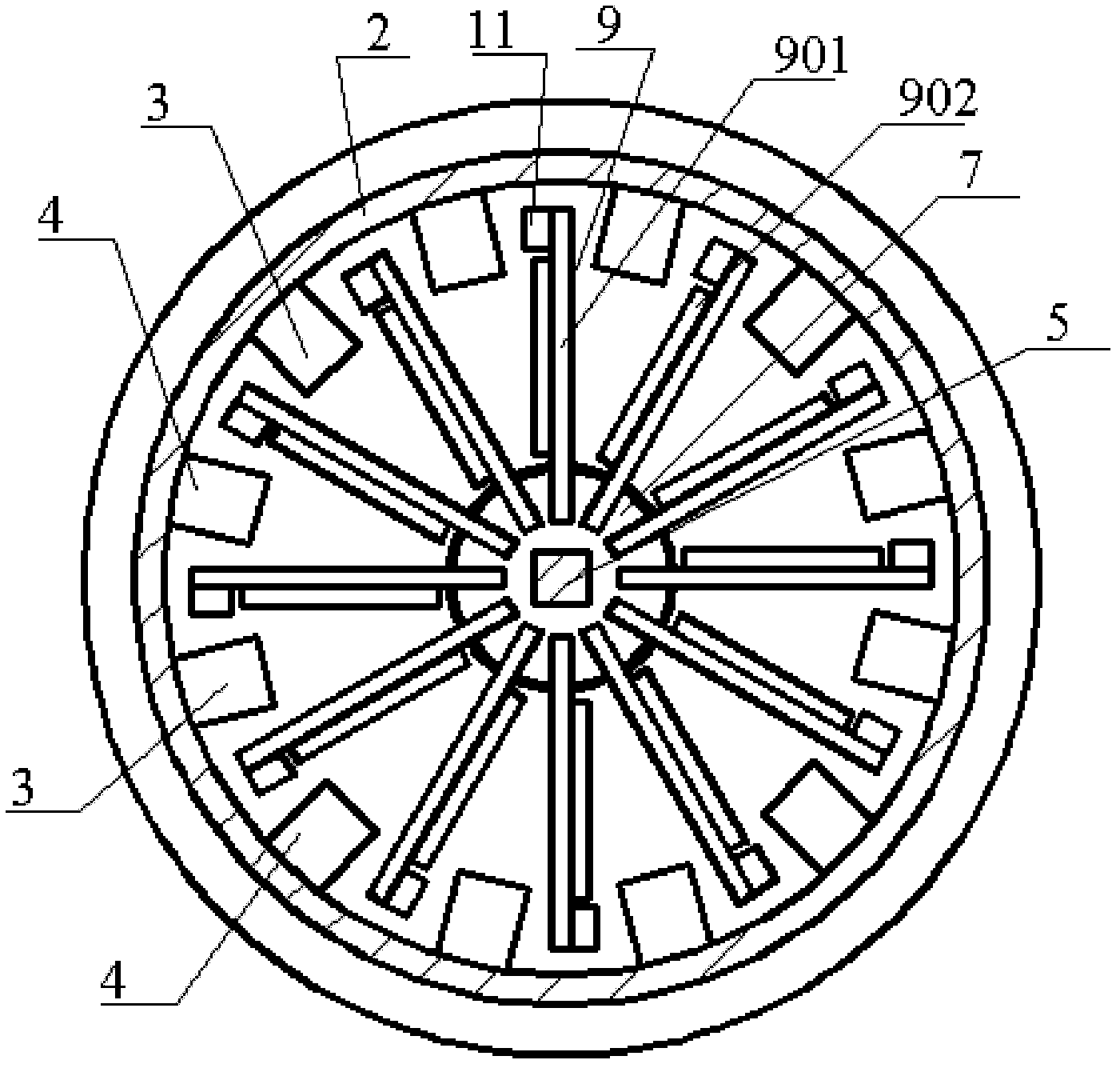 Vertical-vibration horizontal-swinging type power generation device of low frequency large amplitude piezoelectric cantilever beam