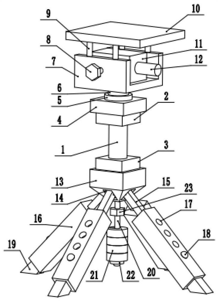 Gravity sinking type handheld camera stabilizing support and stabilizing method