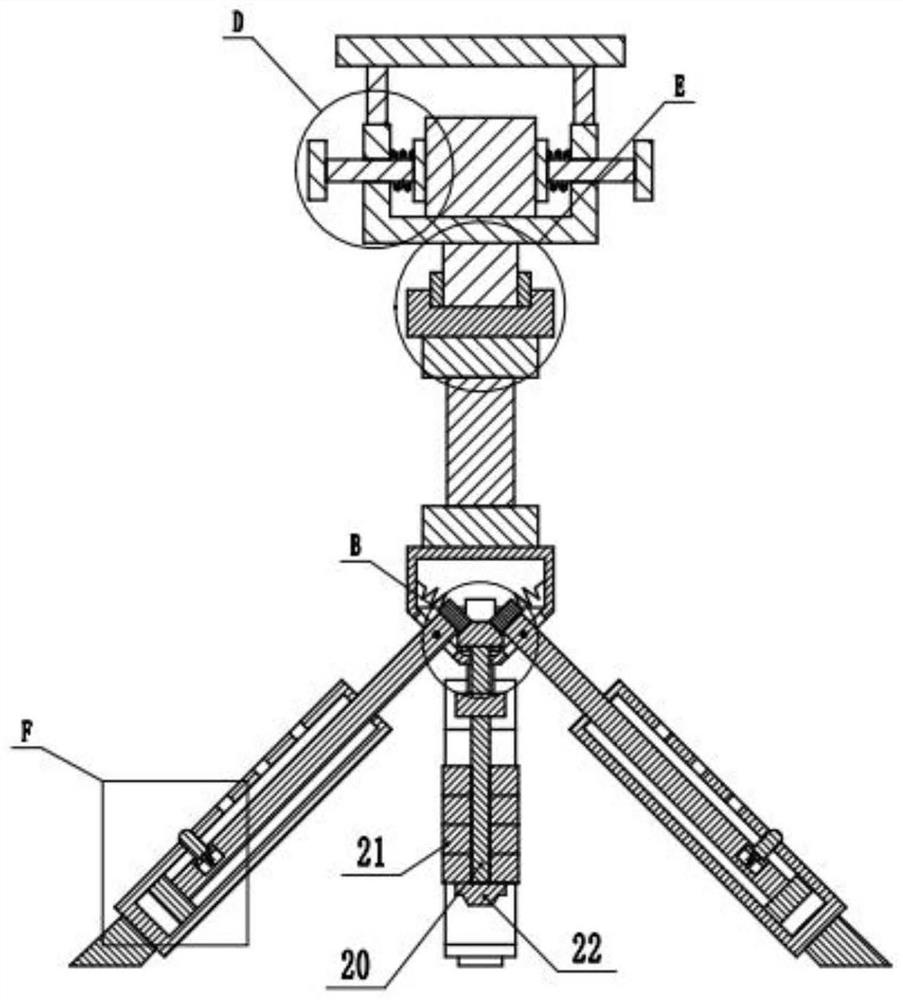 Gravity sinking type handheld camera stabilizing support and stabilizing method