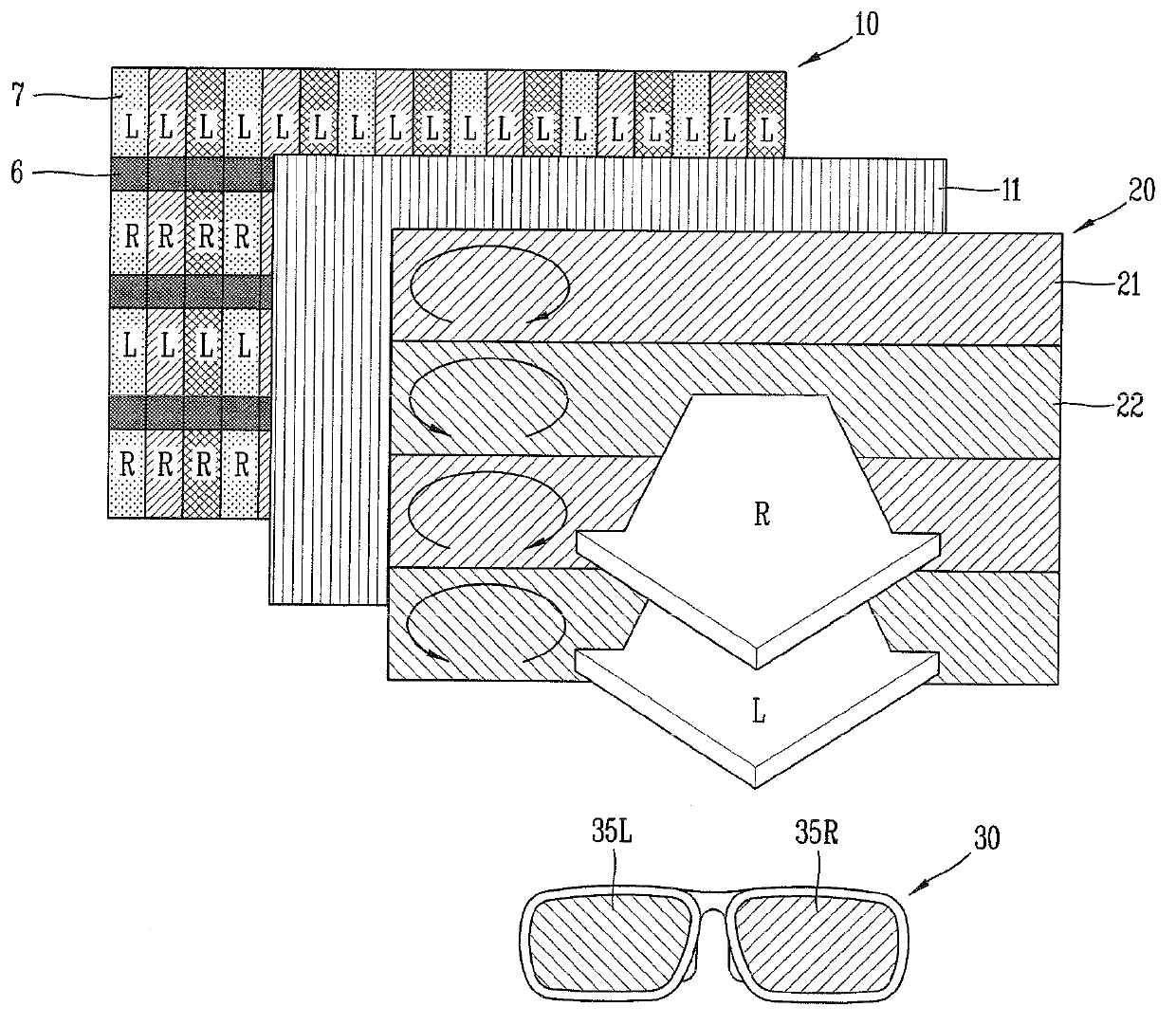 Polarized glasses type stereoscopic image display device and fabrication method thereof