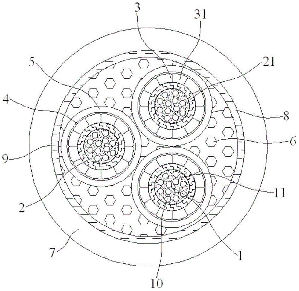 High-strength three-core flexible cable for communication power supply