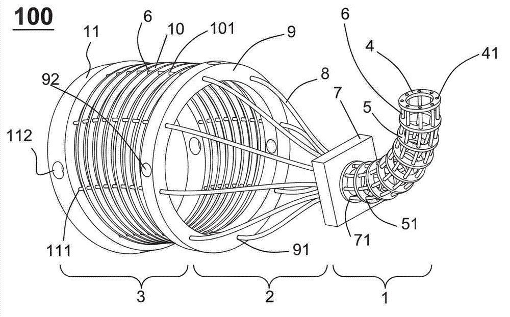 Flexible continuous body mechanical structure capable of bending and stretching