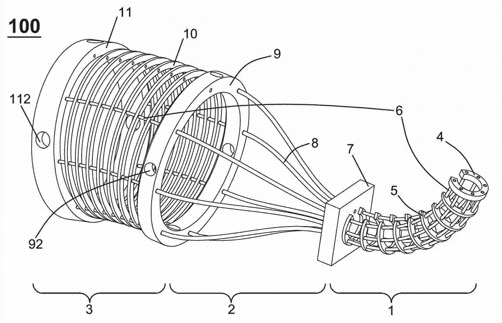 Flexible continuous body mechanical structure capable of bending and stretching