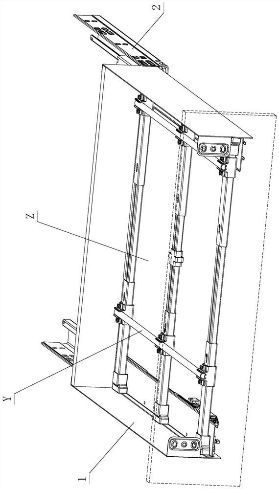 Compact hidden bearing structure for drawer