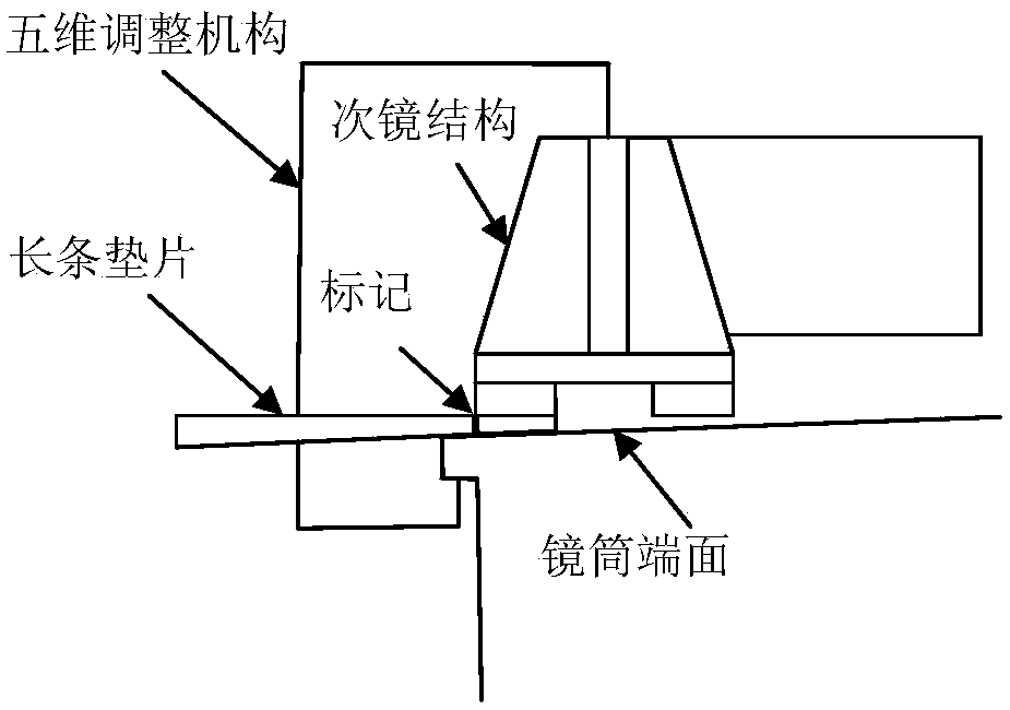 Discrete space camera secondary lens precision adjusting and fixing method