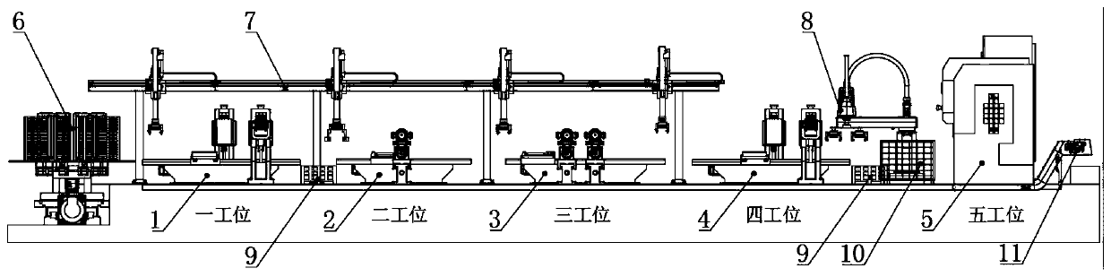 Intelligent plate part machining production line provided with universal equipment and special equipment