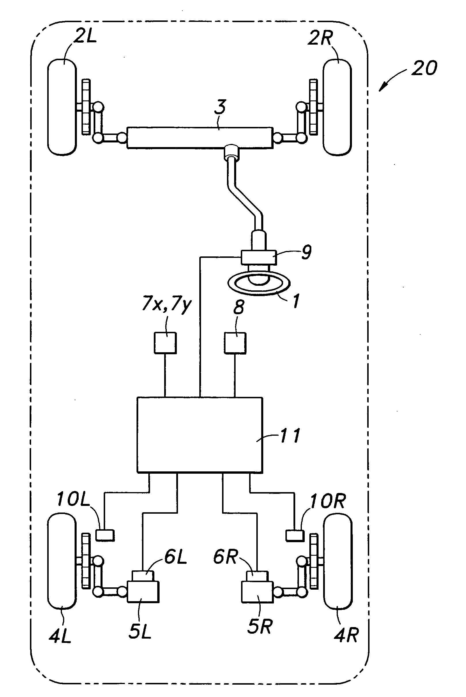 Rear wheel steering angle controlling device for vehicles