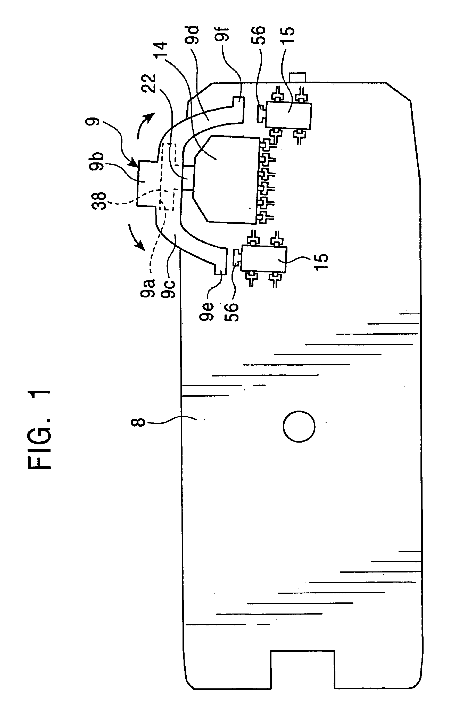 Switching device including stopper surface-mounted on printed circuit board