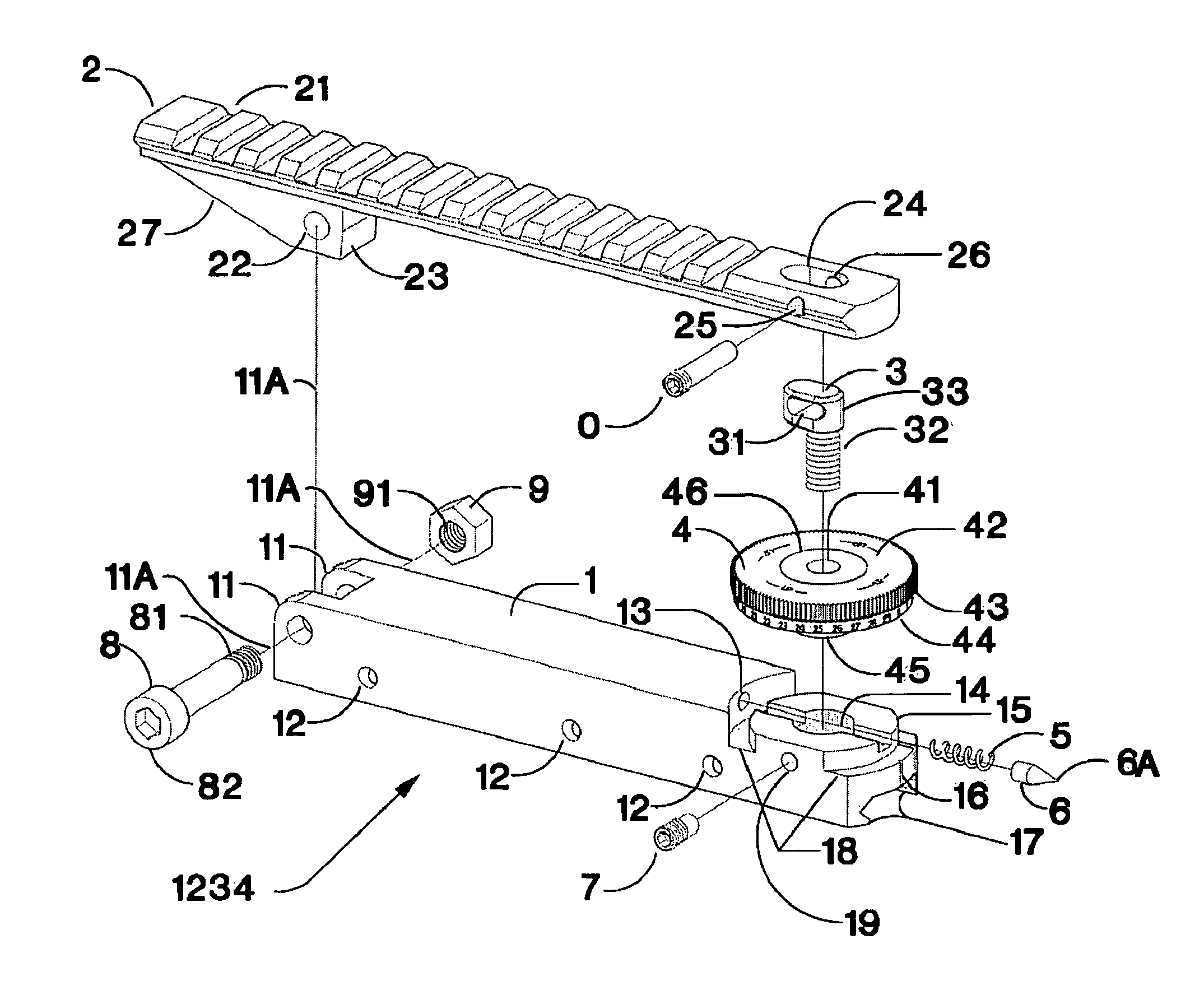 Adjustable bases for sighting devices