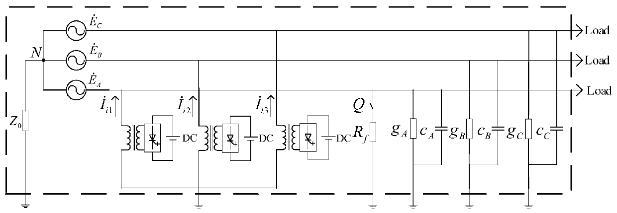 Neutral point voltage suppression and voltage arc extinction method and system based on active inverter split-phase injection