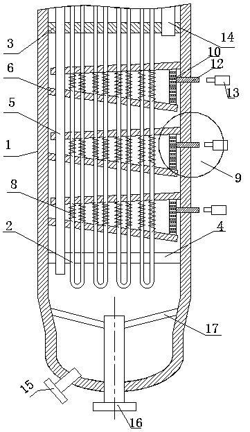 Silicone fluidized bed reactor with vibrating baffle plates