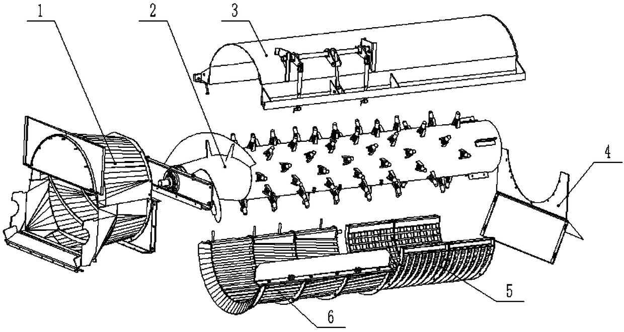 Low-damage anti-clogging gap-adjustable longitudinal-axial-flow high-water-content corn threshing and separation device