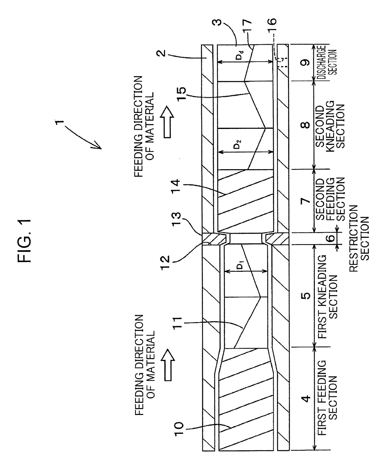 Continuous kneading device