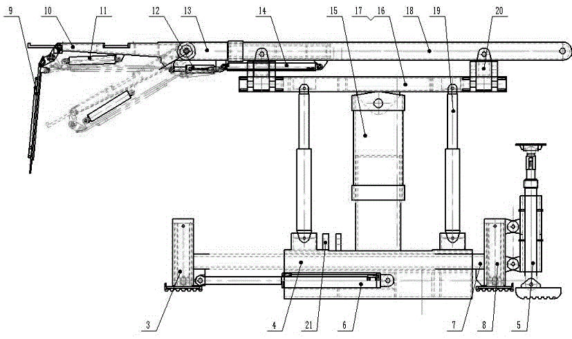 Novel temporary supporting device for coal mine roadway comprehensive digging face