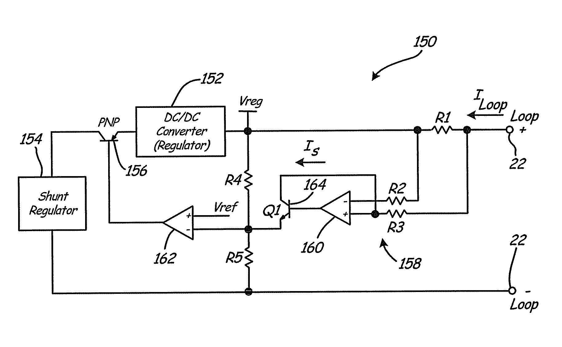 RF adapter for field device with variable voltage drop