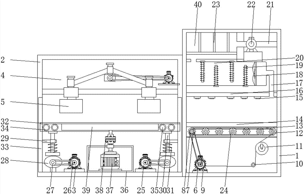 Bamboo plank slotting, paint spraying and automatic conveying device