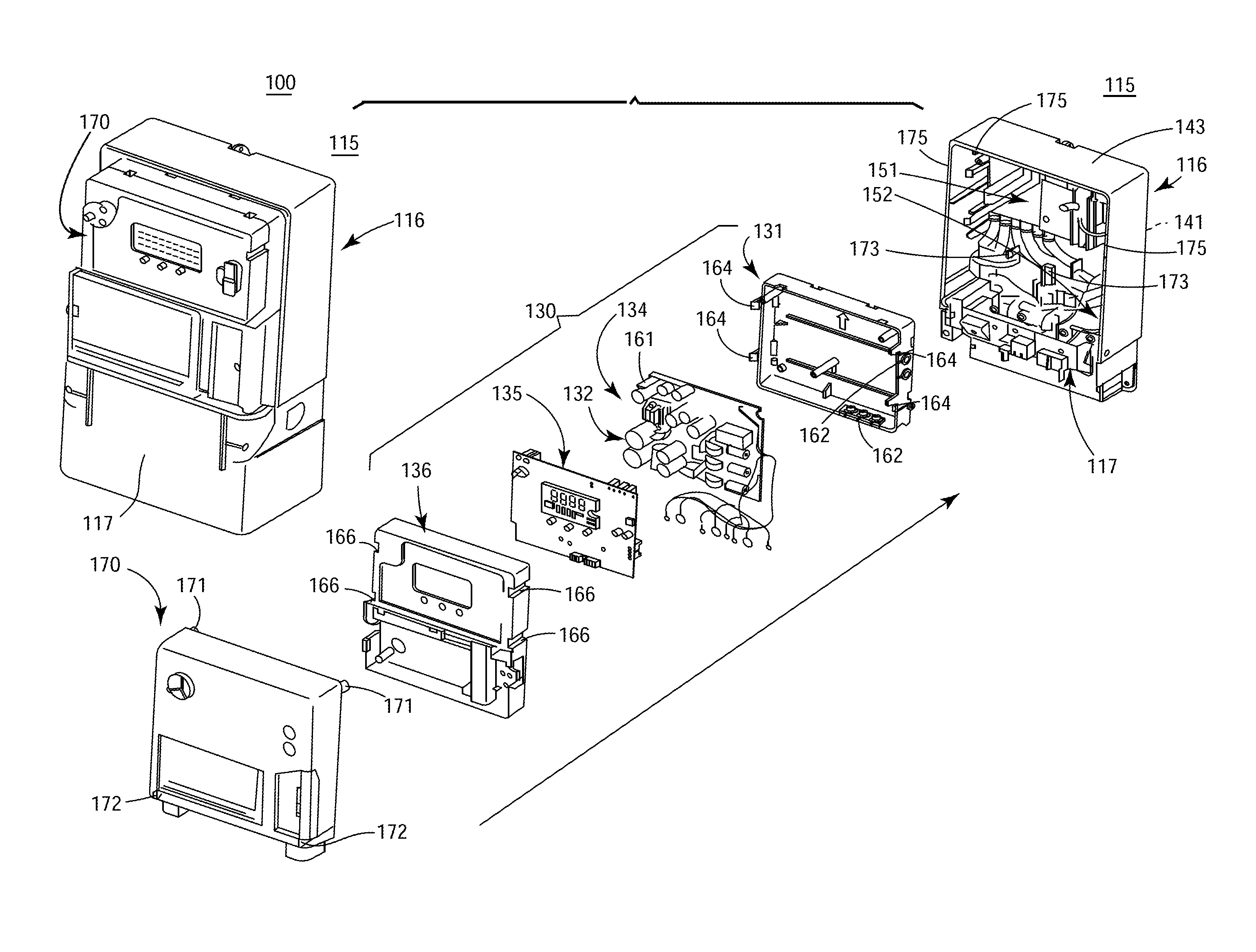 Heat management and reduction of high temperatures exposure to components inside energy meter