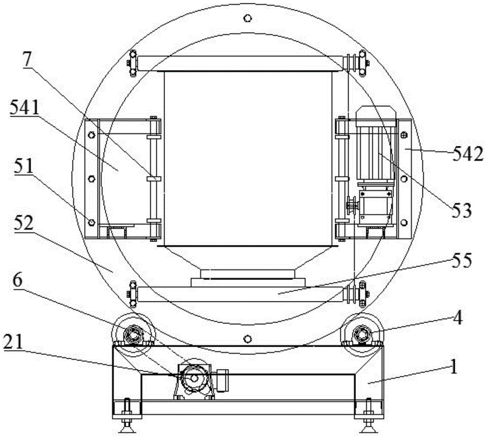 Double roller table turning machine for the spinning process of filter absorber