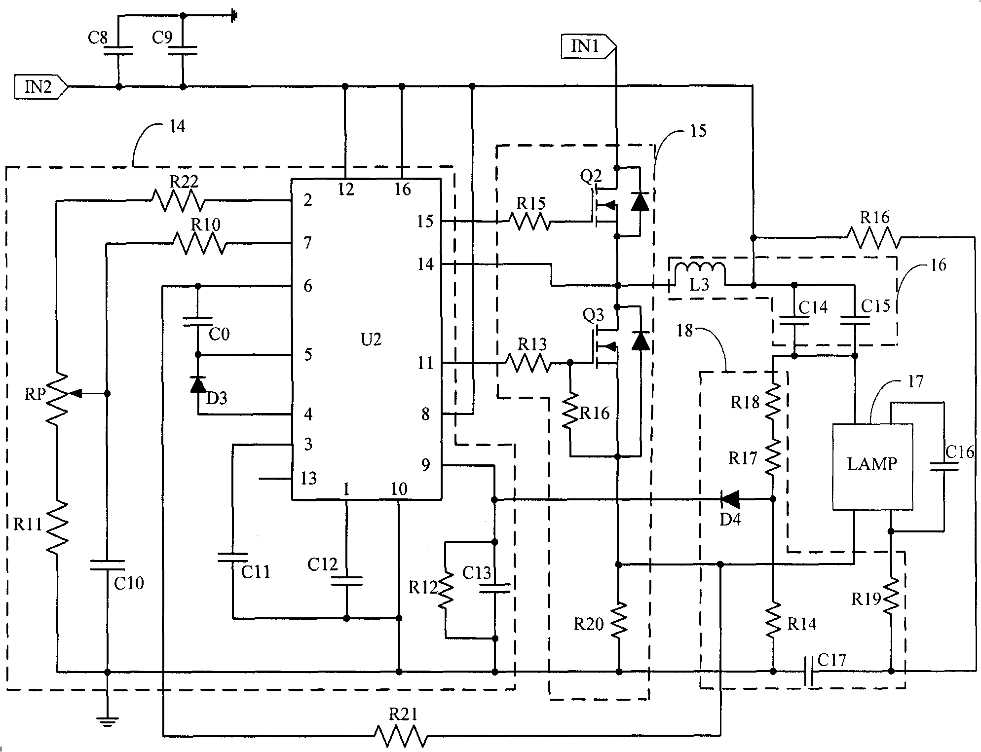 Fluorescent lamp electronic ballast and lighting device